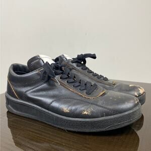 Jil Sander Lace Leather Oversized Logo Sneakers Black Men's 42 US 9